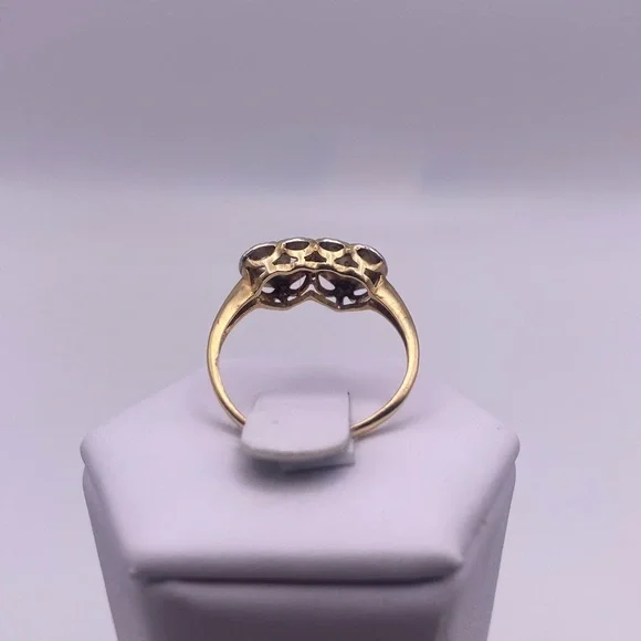 14k yellow & white gold diamond heart ring - Picture 7 of 12